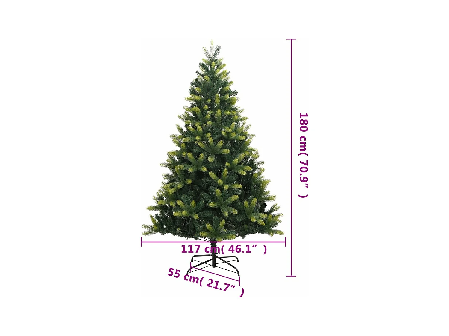 Kunstkerstboom met scharnieren en standaard 180 cm