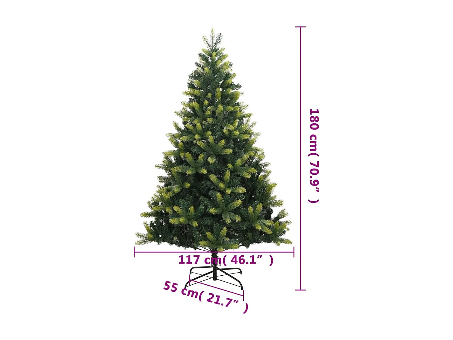 Sapin de Noël artificiel à charnières avec support 180 cm