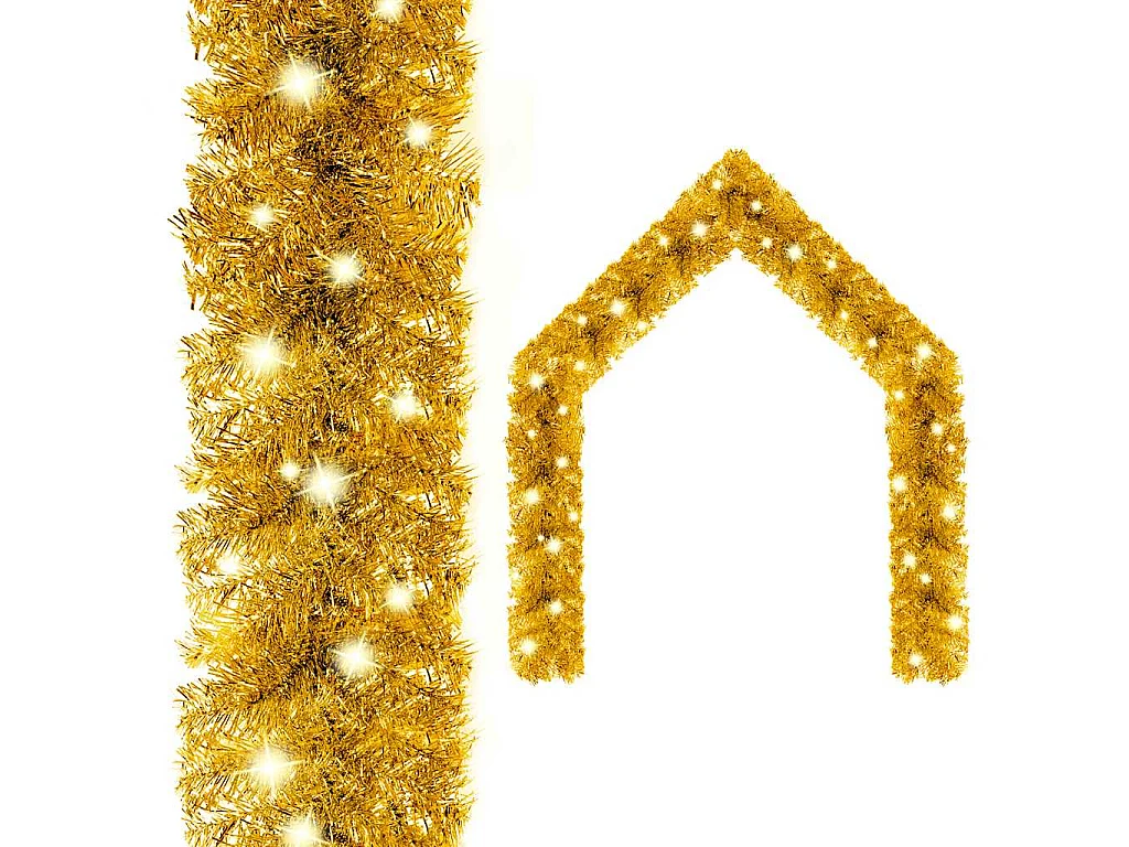 Grinalda de Natal com luzes LED 10 m dourado