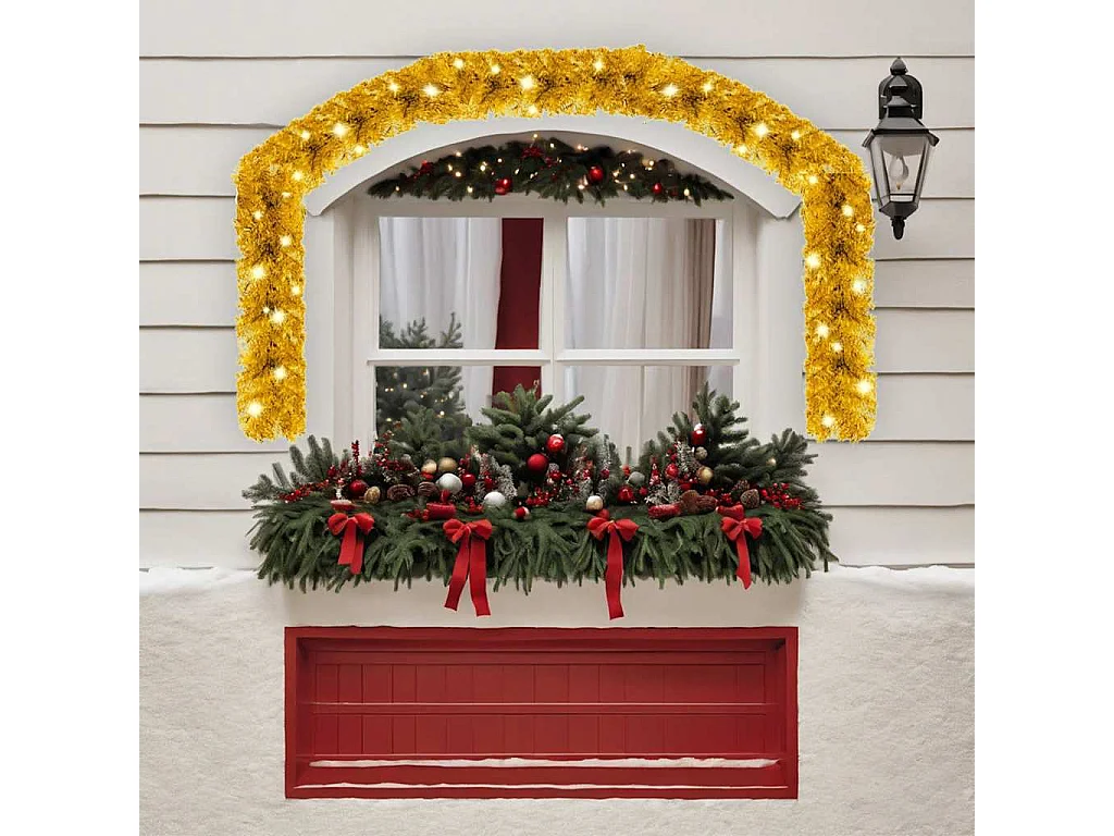 Grinalda de Natal com luzes LED 10 m dourado