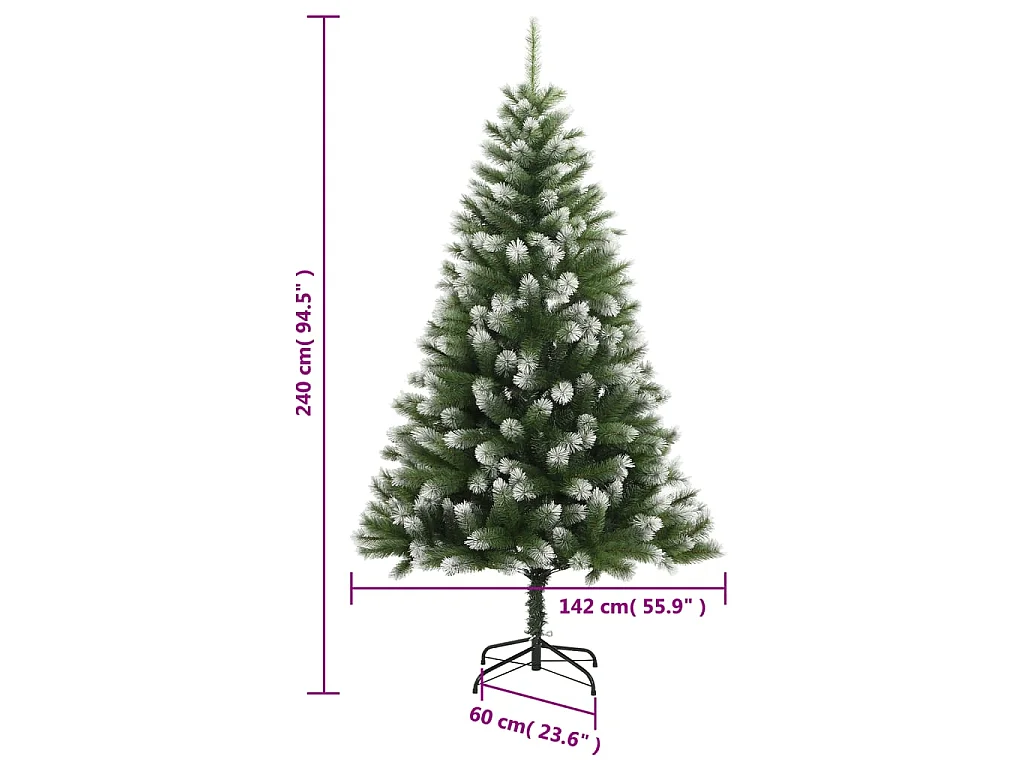 Kunstkerstboom met scharnieren en sneeuw 240 cm