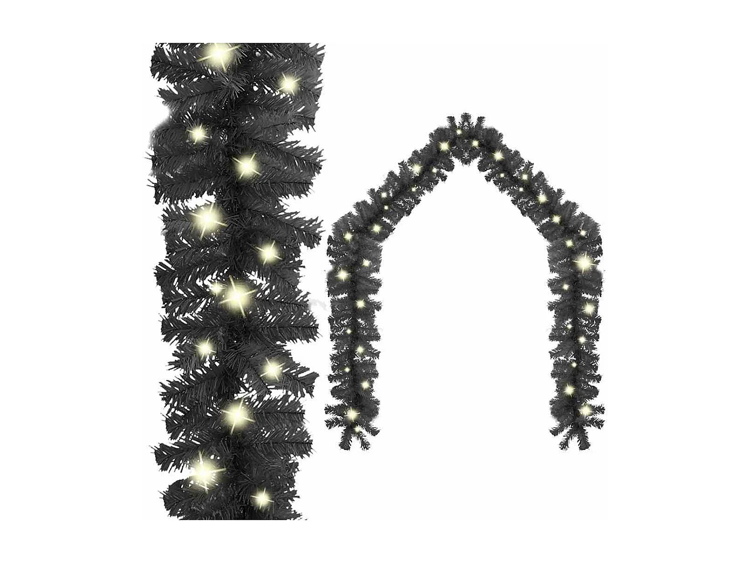 Guirlande de Noël avec lumières LED 20 m Noir