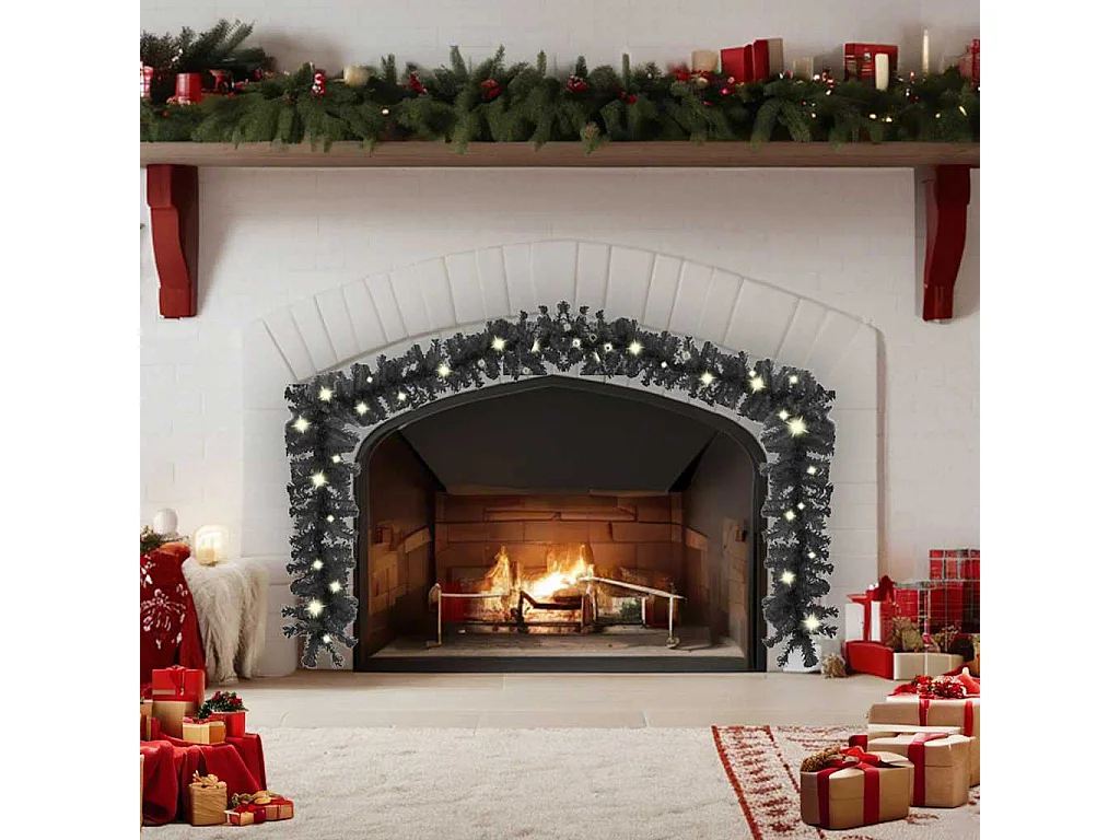 Guirlande de Noël avec lumières LED 20 m Noir