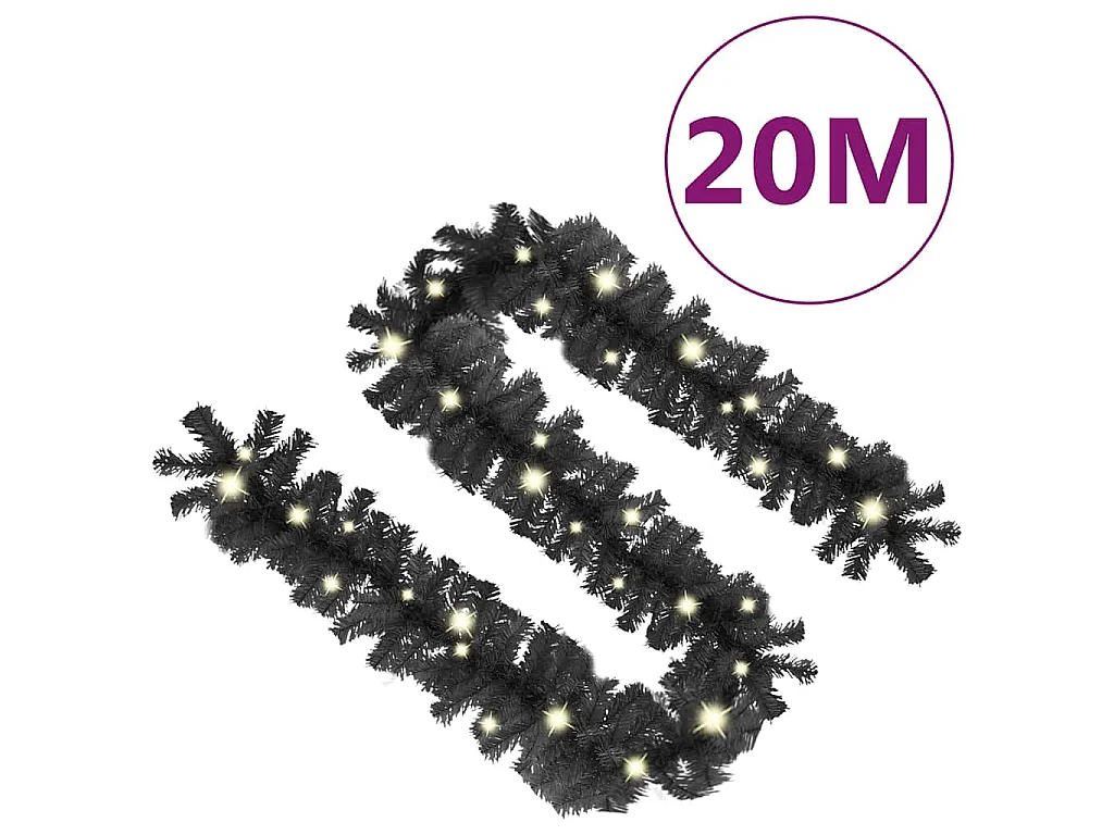 Guirlande de Noël avec lumières LED 20 m Noir