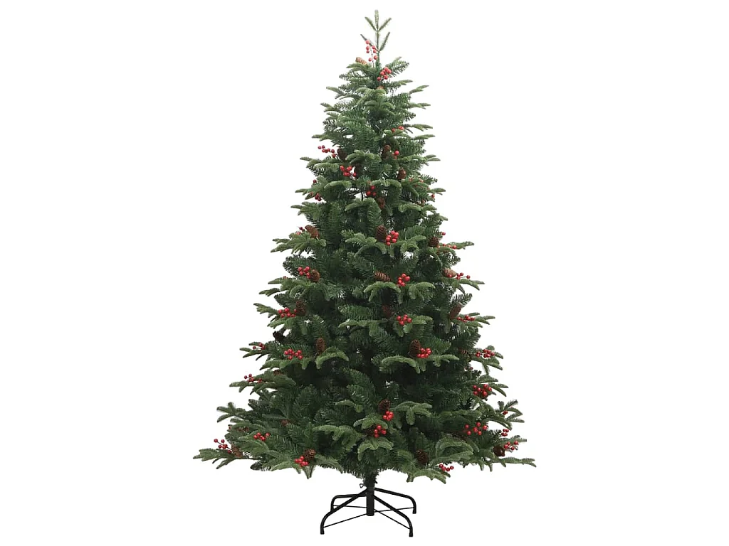 Kunstkerstboom met scharnieren dennenappels en bessen 210 cm