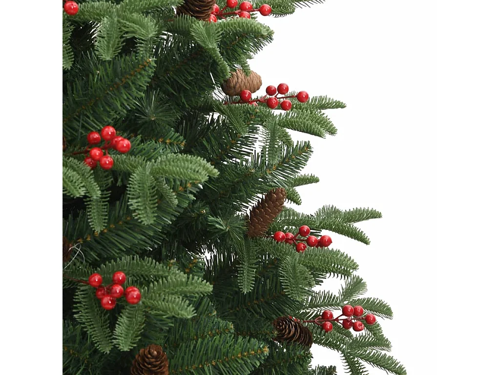 Kunstkerstboom met scharnieren dennenappels en bessen 210 cm