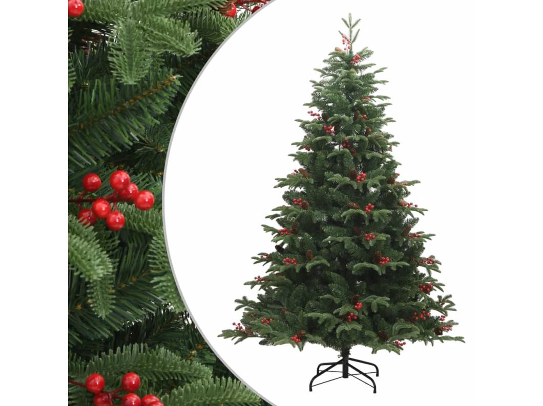 Sapin de Noël artificiel avec pommes de pin et baies 210 cm