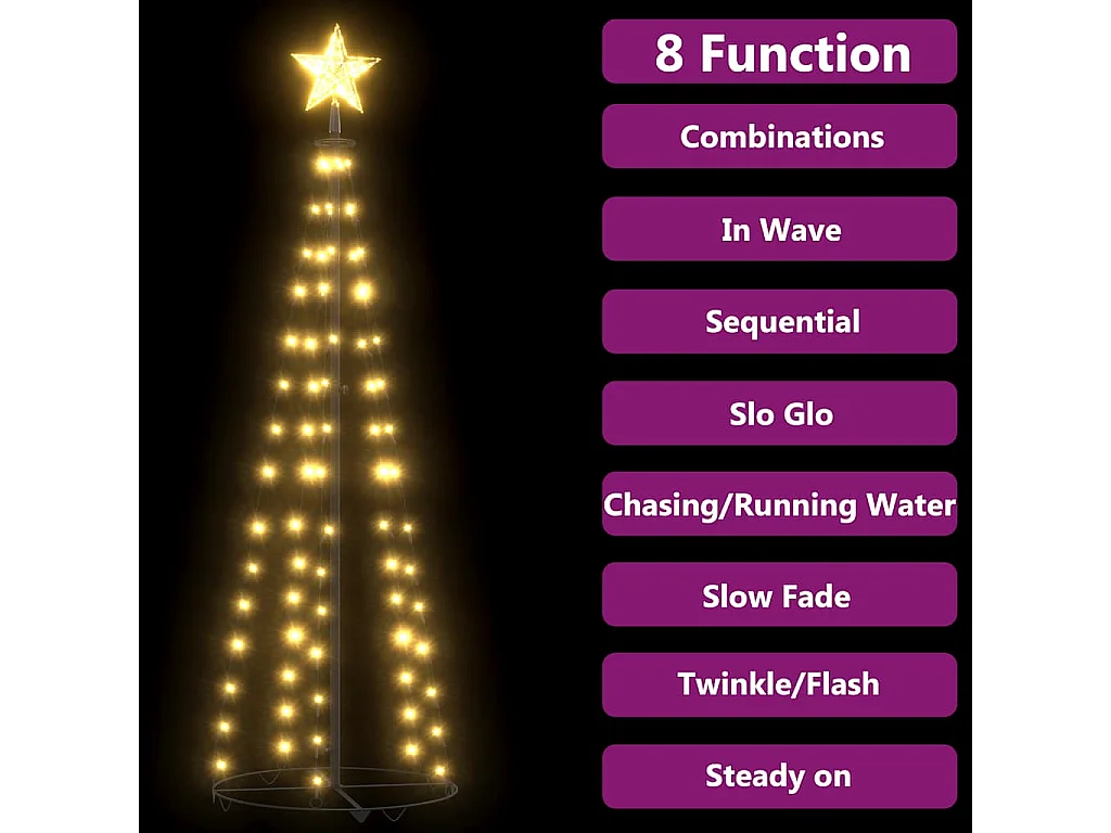 Sapin de Noël cône 84 LED blanc chaud Décoration 50x150 cm