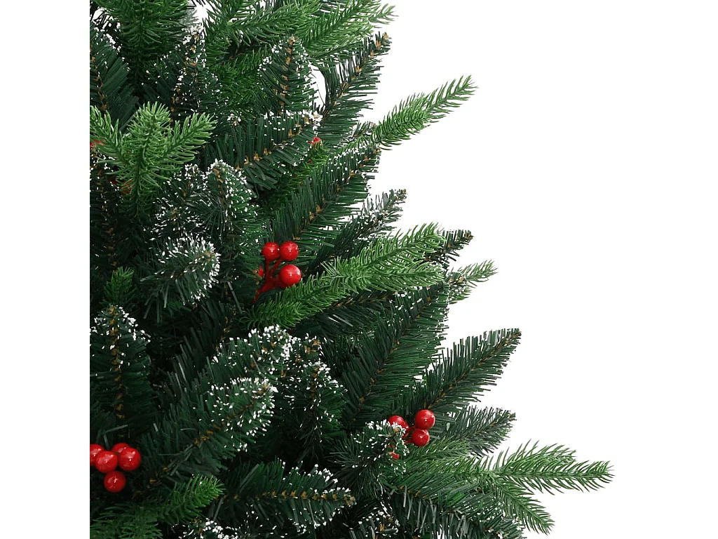 Sapin de Noël artificiel à charnières avec baies rouges 210 cm