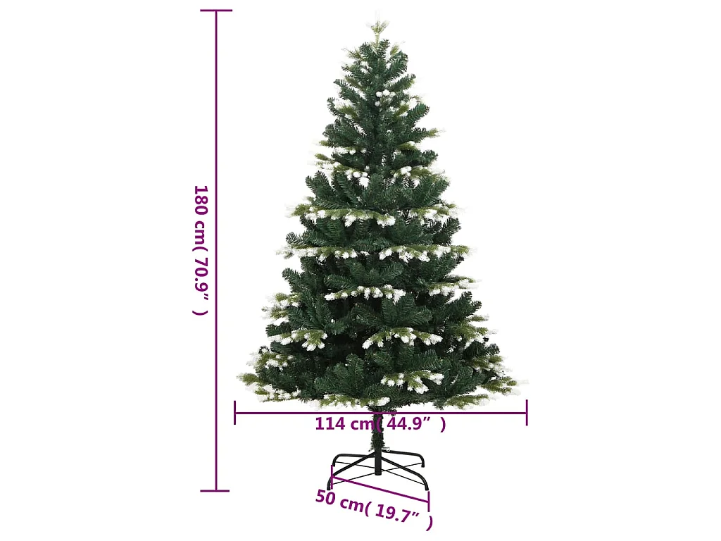 Árbol de Navidad artificial con bisagras y nieve flocada 180 cm