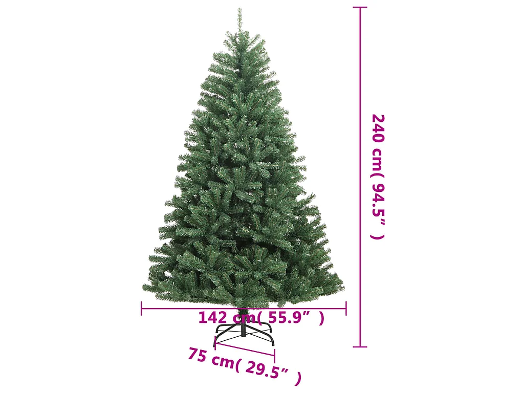 Kunstkerstboom met scharnieren en standaard 240 cm groen