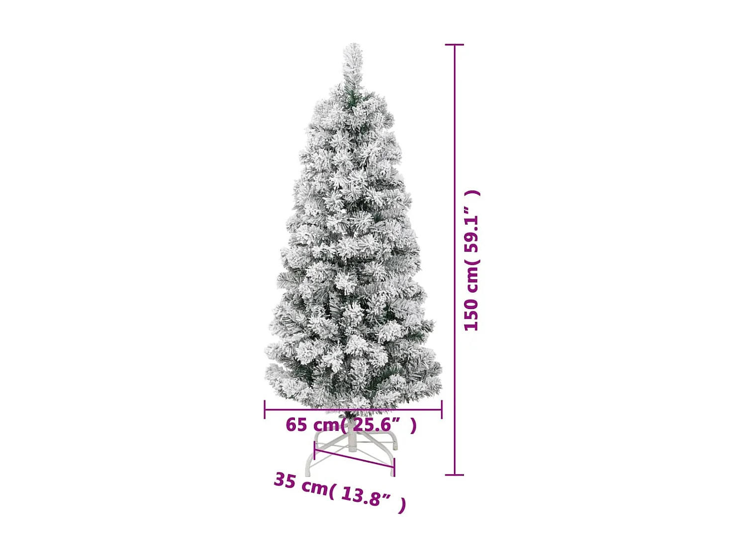 Sapin de Noël artificiel à charnières avec neige floquée 150 cm