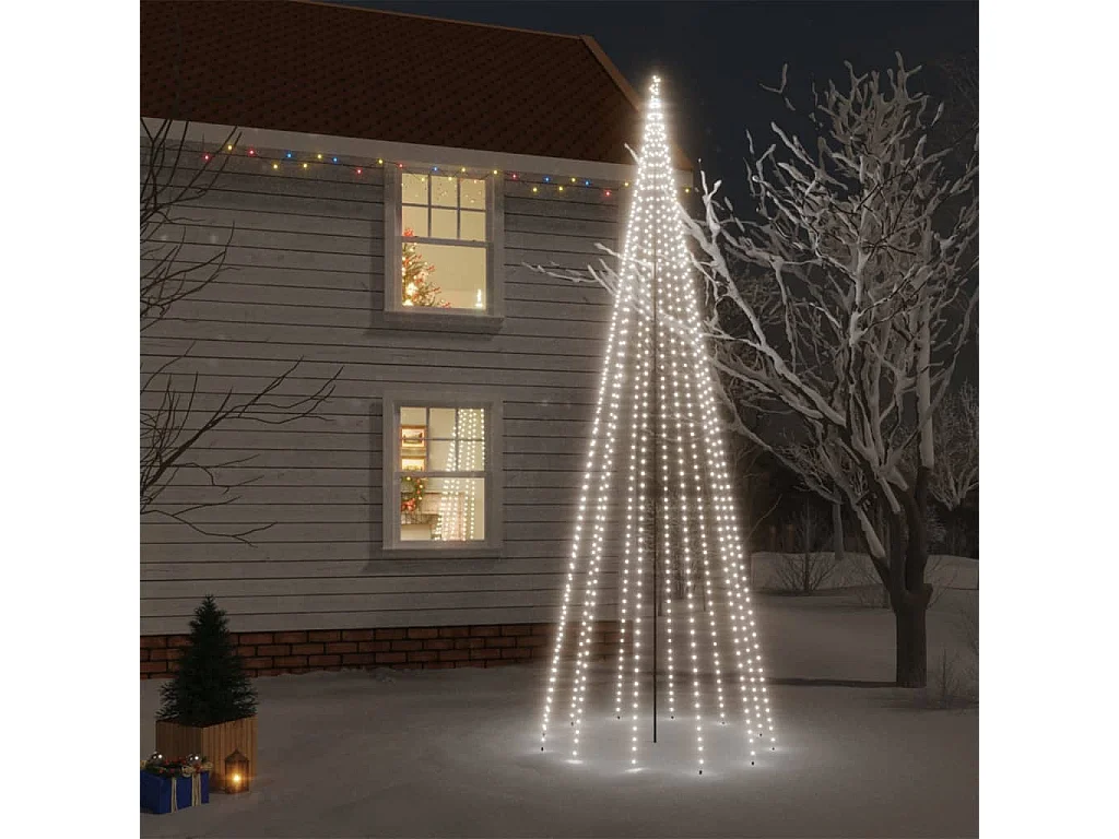 Kerstboom met grondpin 732 LED's koudwit 500 cm