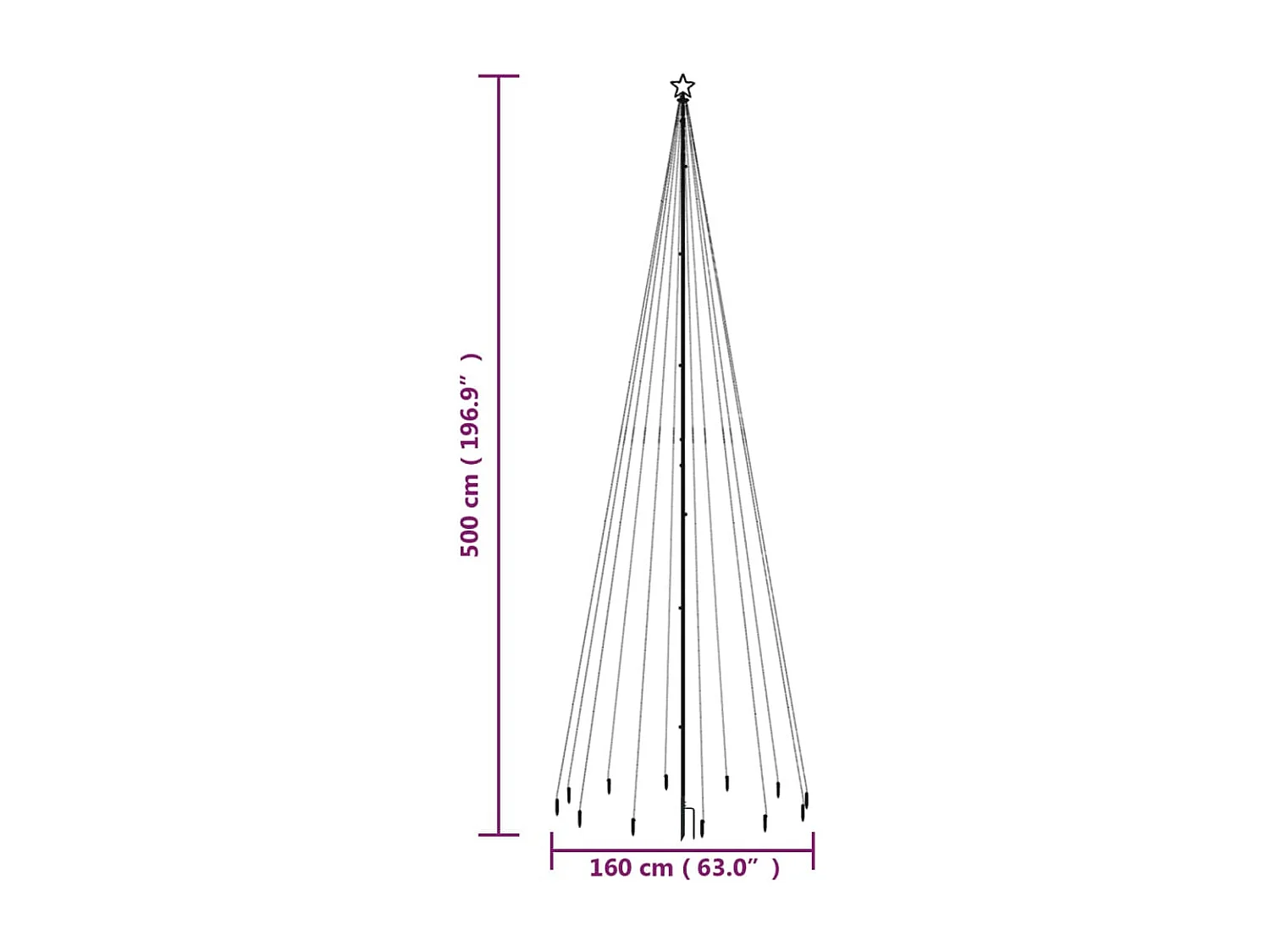 Kerstboom met grondpin 732 LED's koudwit 500 cm