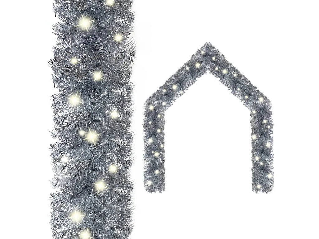 Guirnalda de Navidad con luces LED plateado 20 m
