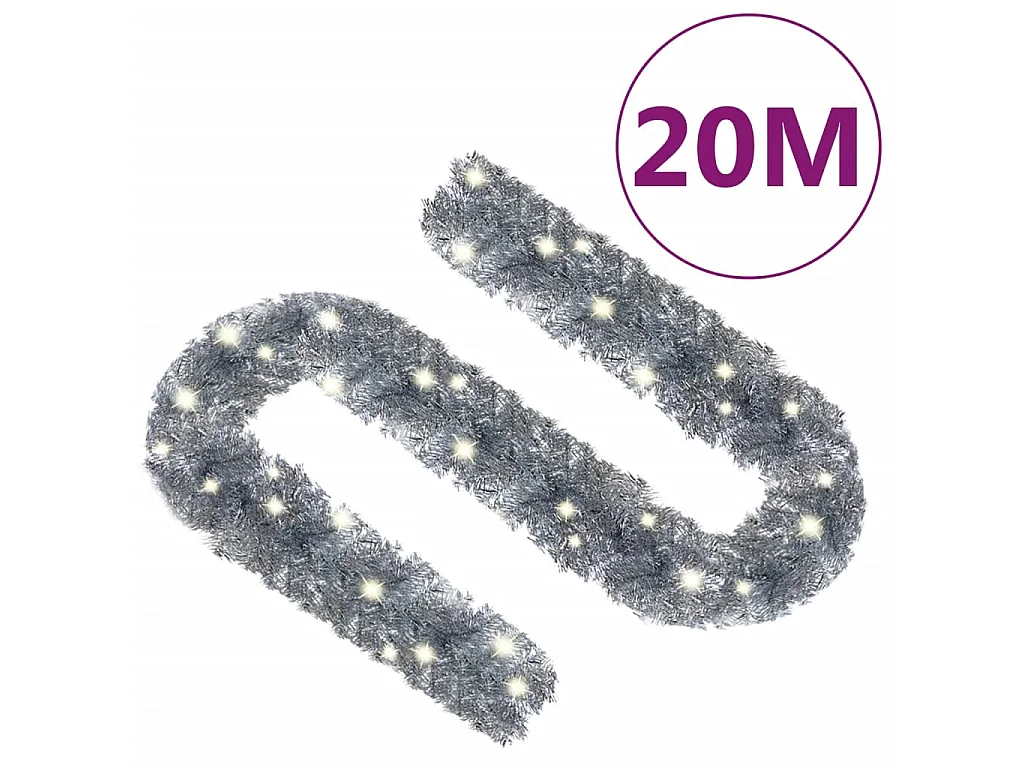 Guirnalda de Navidad con luces LED plateado 20 m