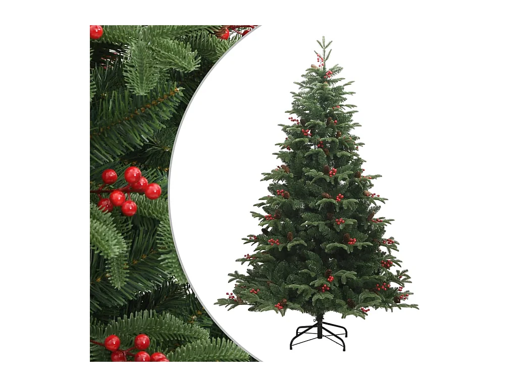 Kunstkerstboom met scharnieren dennenappels en bessen 180 cm