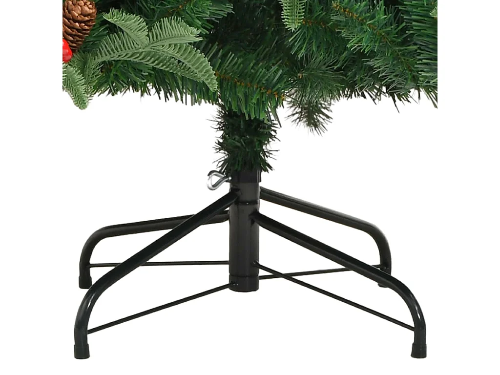 Albero Natale Artificiale Incernierato con Pigne e Bacche 180cm