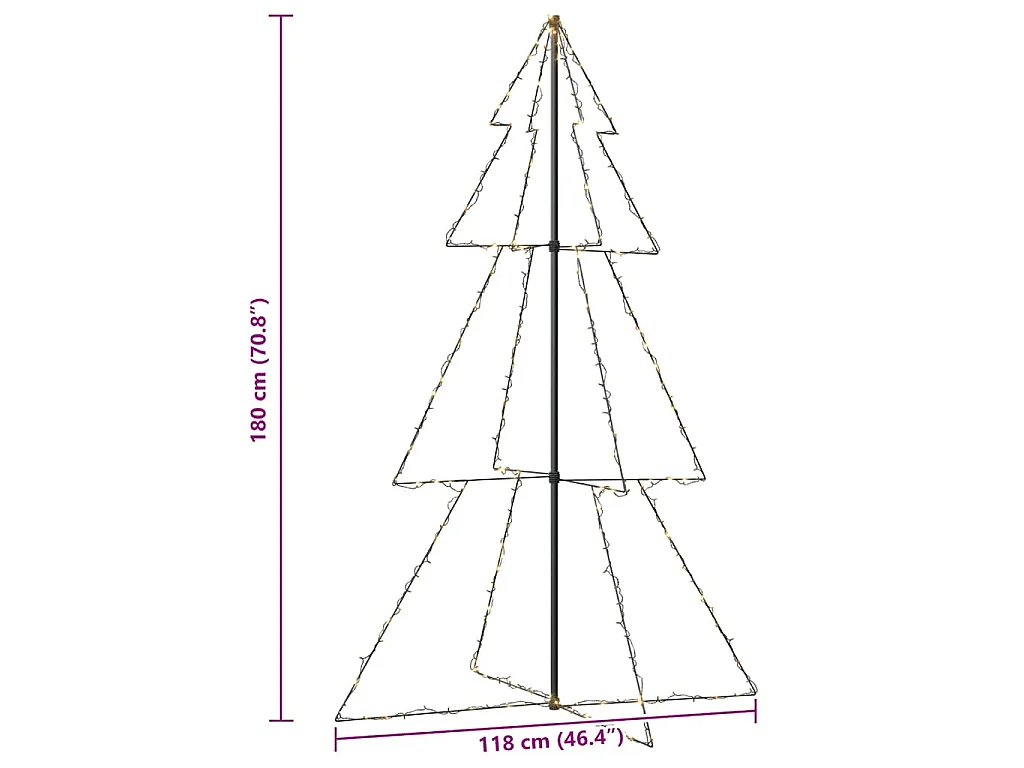 Árvore de Natal em cone 240 LEDs 118x180 cm interior e exterior