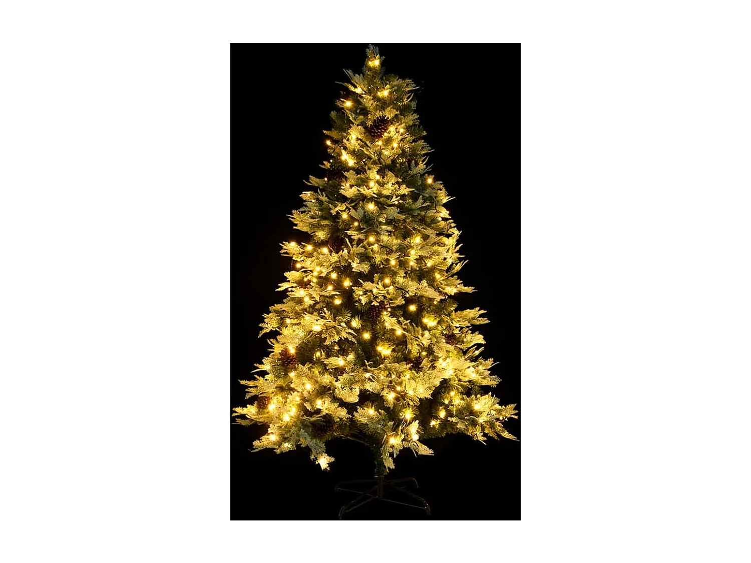 Árvore de Natal com pinhas pré-iluminada 195 cm PVC e PE verde