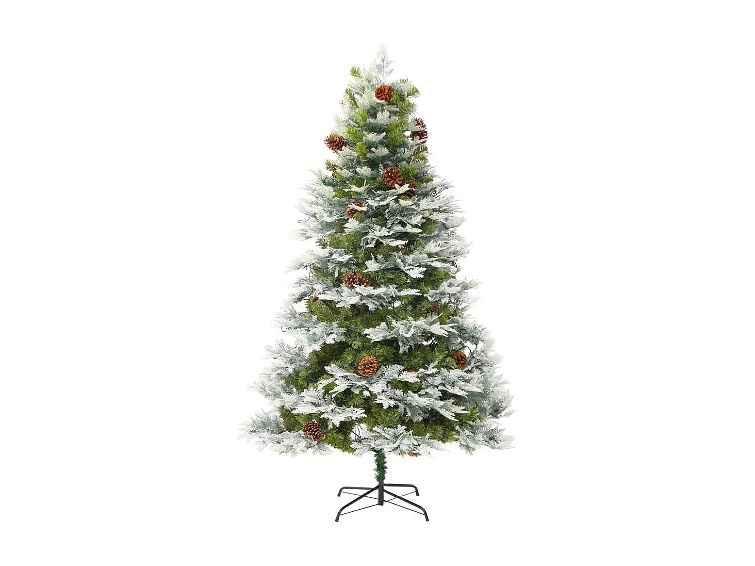 Árvore de Natal com pinhas pré-iluminada 195 cm PVC e PE verde