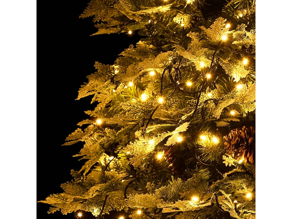 Sapin de Noël pré-éclairé et pommes de pin vert 195cm PVC et PE