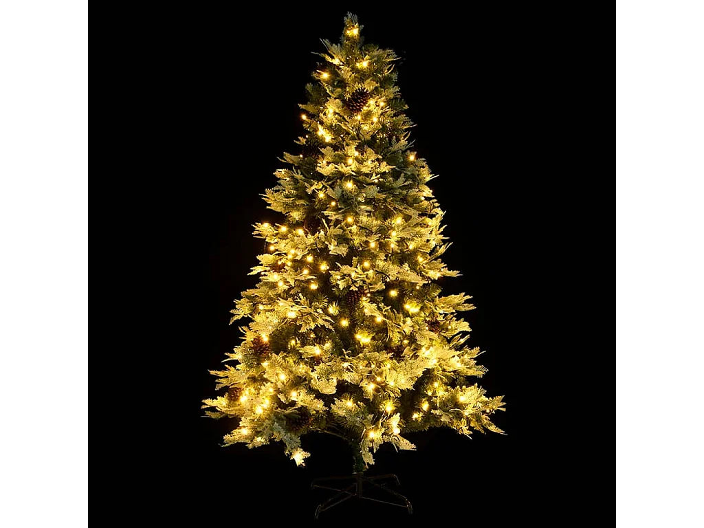 Kerstboom met LED en dennenappels 195 cm PVC en PE groen
