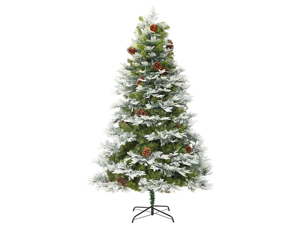 Kerstboom met LED en dennenappels 195 cm PVC en PE groen