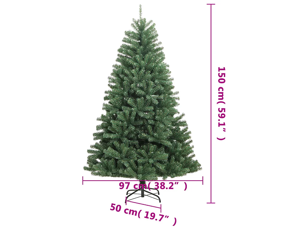 Sapin de Noël artificiel à charnières avec support vert 150 cm