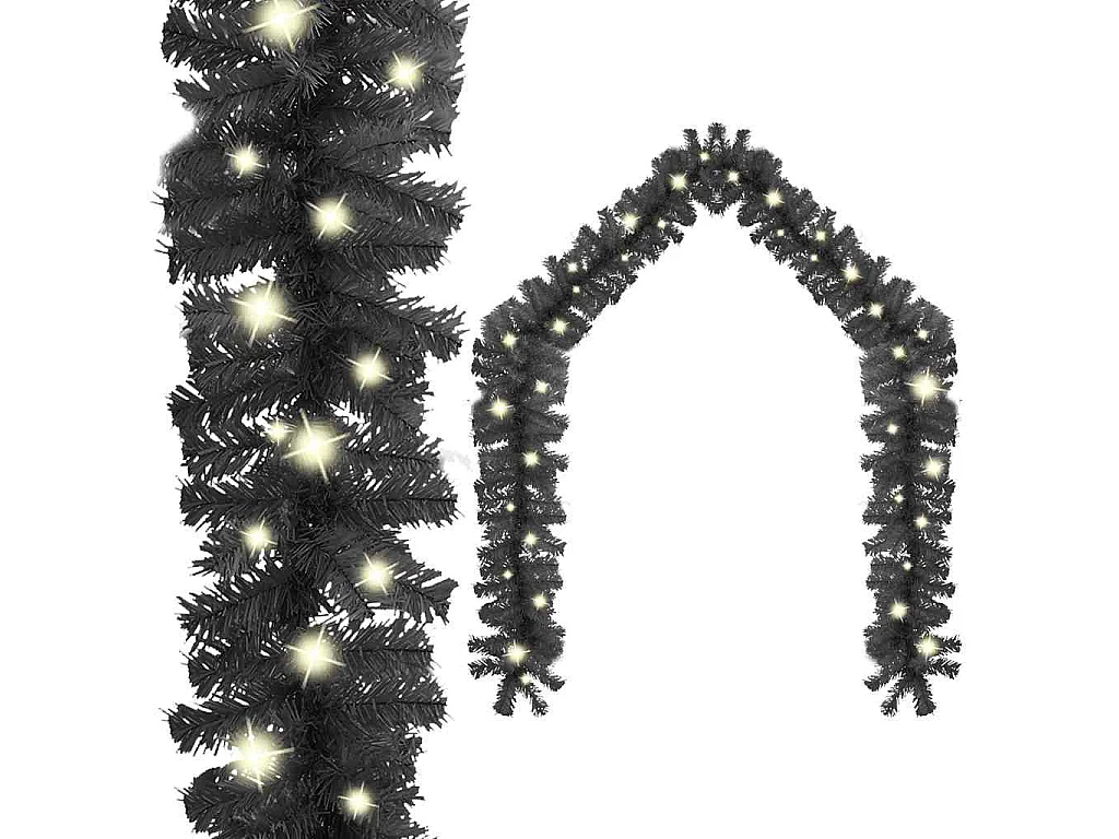 Guirlande de Noël avec lumières LED 10 m Noir