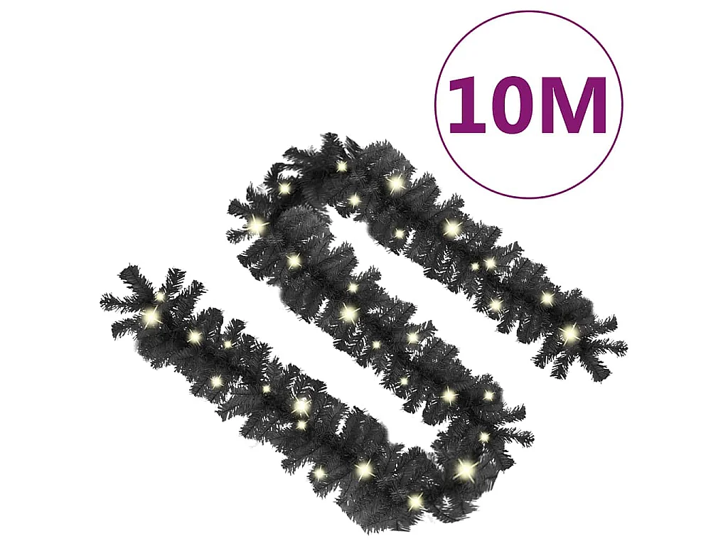 Guirlande de Noël avec lumières LED 10 m Noir