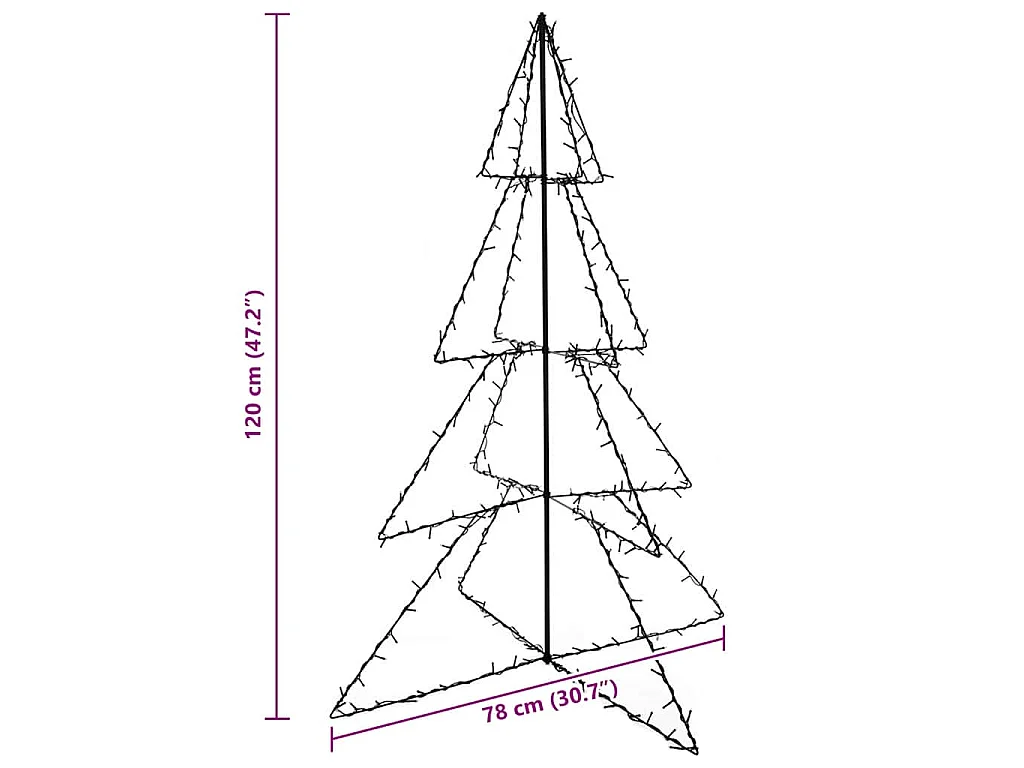 Kegelkerstboom 160 LED's binnen en buiten 78x120 cm