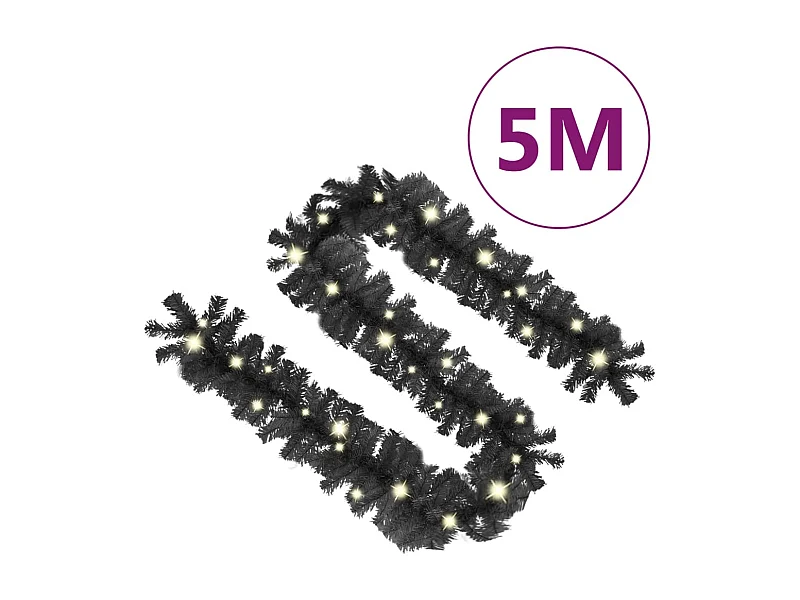 Guirnalda de Navidad con luces LED negro 5 m