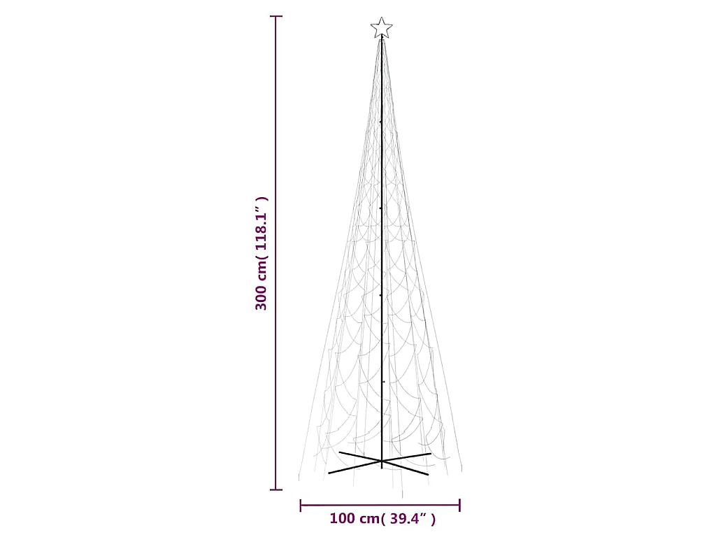 Kegelkerstboom 3000 LED's koudwit 230x800 cm