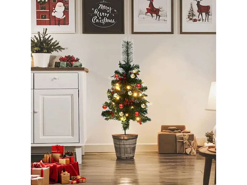 Arbre de Noël artificiel pré-éclairé d'allée 2 pcs 76 cm PVC