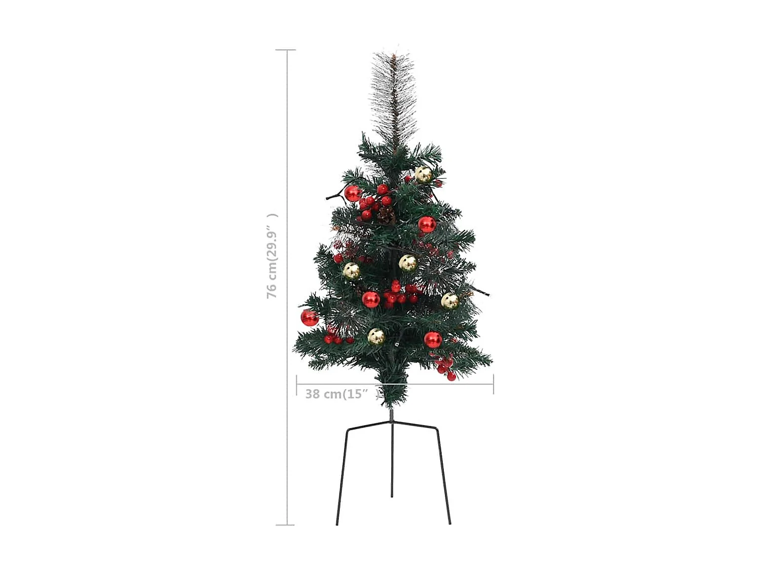 Arbre de Noël artificiel pré-éclairé d'allée 2 pcs 76 cm PVC