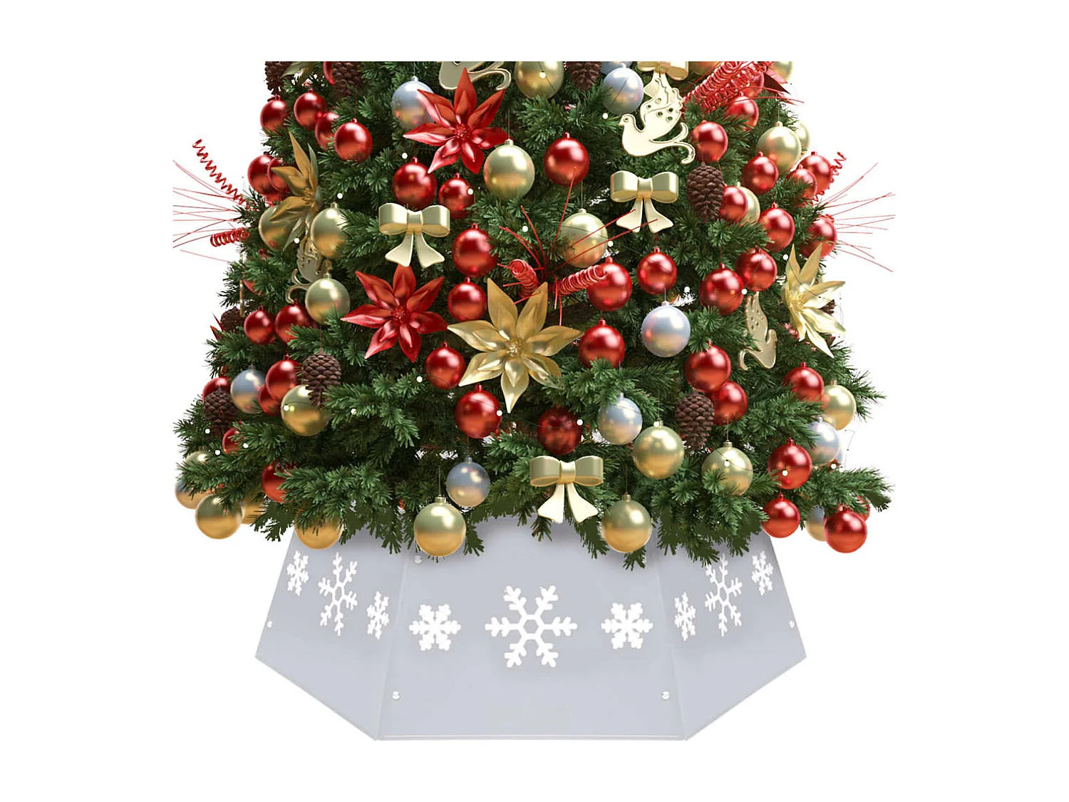 Falda del árbol de Navidad plateada y blanca Ø68x25 cm