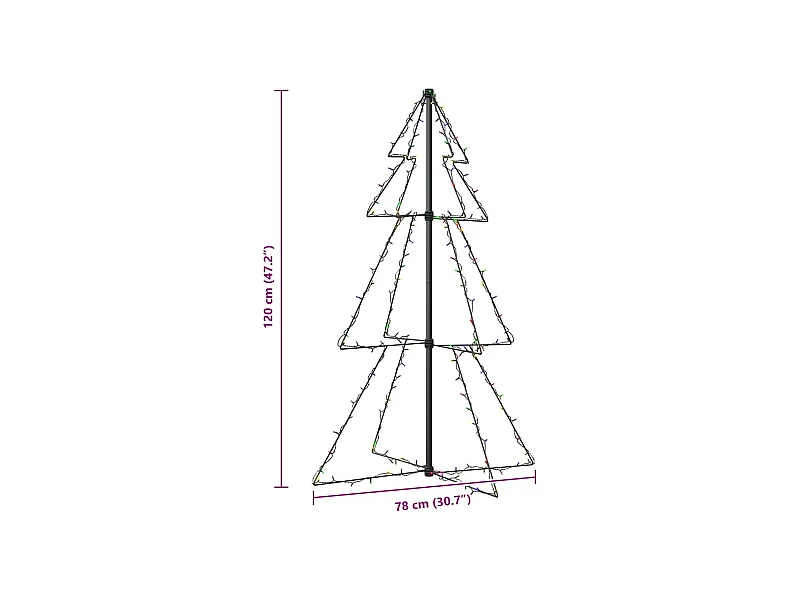 Kegelkerstboom 160 LED's binnen en buiten 78x120 cm