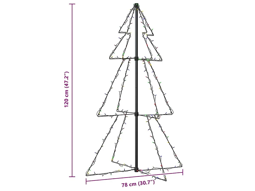 Arbre de Noël cône 160 LED d'intérieur/d'extérieur 78x120 cm