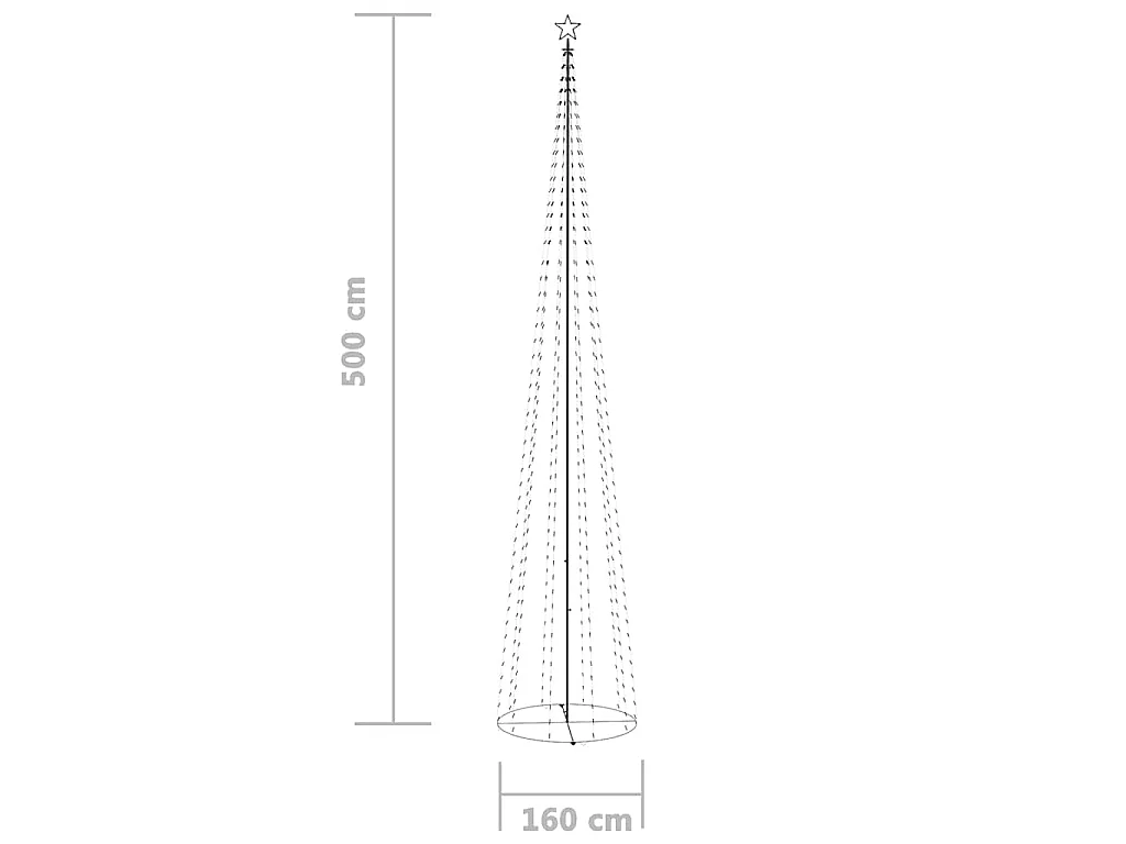 Sapin de Noël cône 752 LED bleues Décoration 160x500 cm