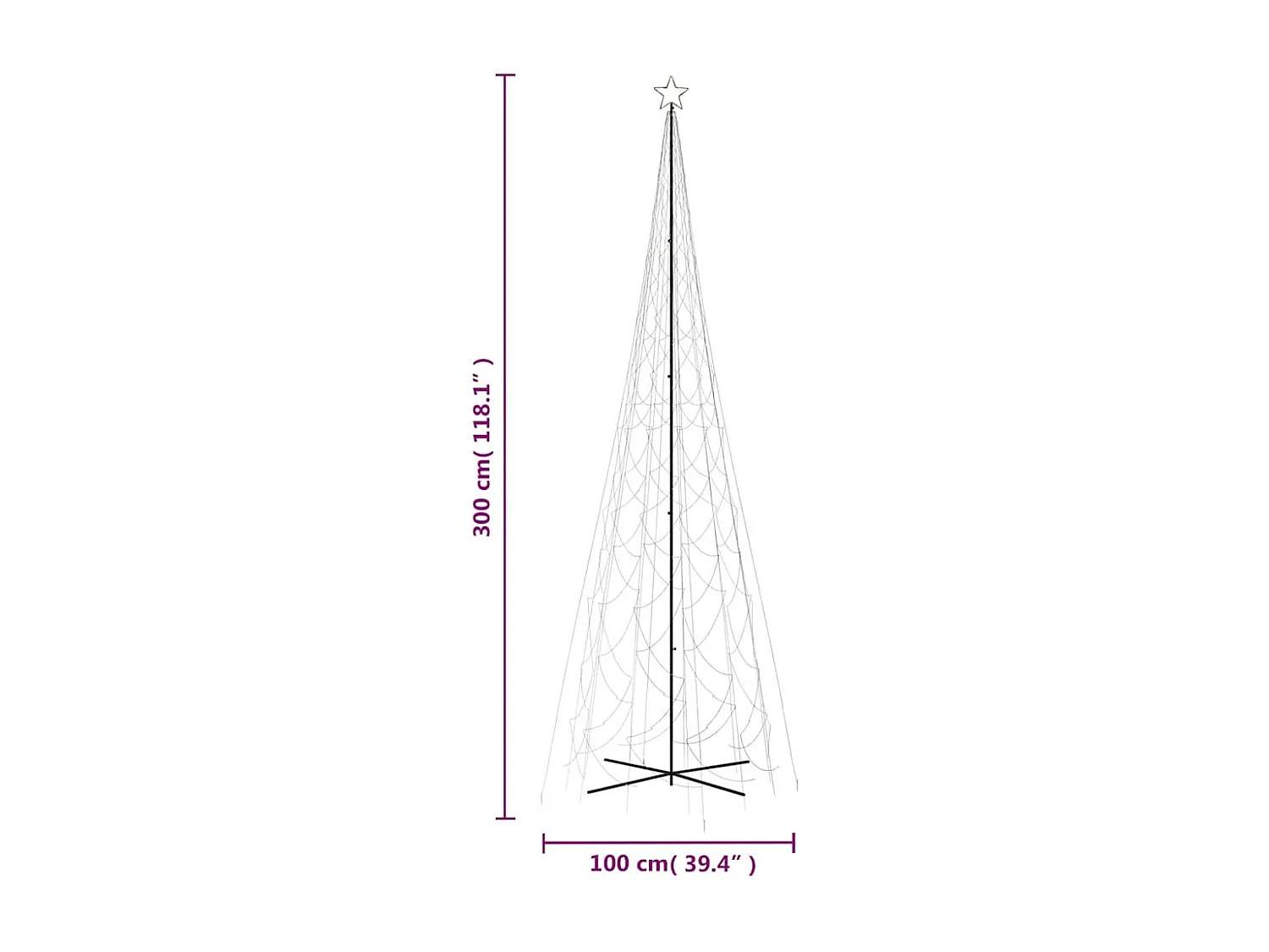 Arbre de Noël cône 3000 LED Blanc chaud 230x800 cm