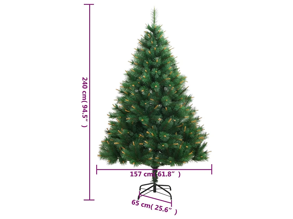 Árvore de Natal artificial articulada com suporte 240 cm