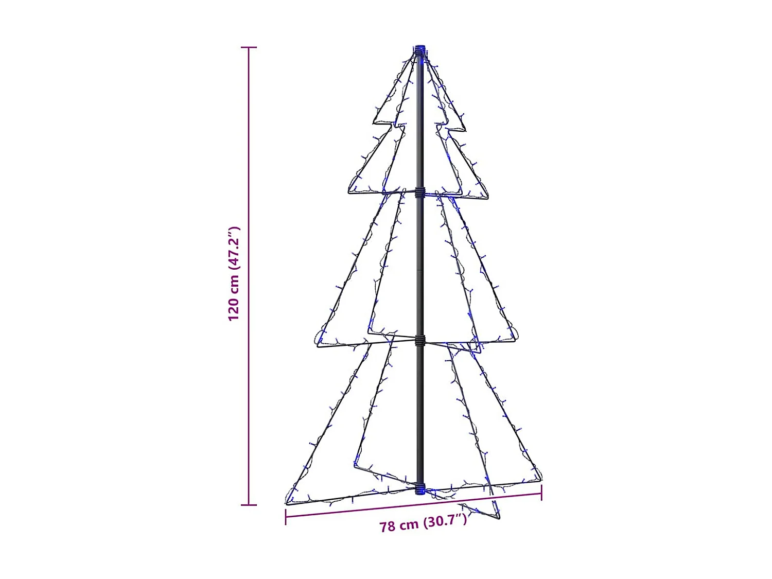Arbre de Noël cône 160 LED d'intérieur/d'extérieur 78x120 cm