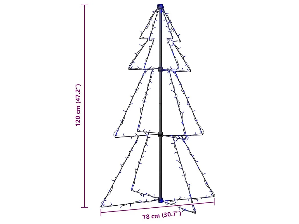 Weihnachtsbaum in Kegelform 160 LEDs Indoor & Outdoor 78x120 cm