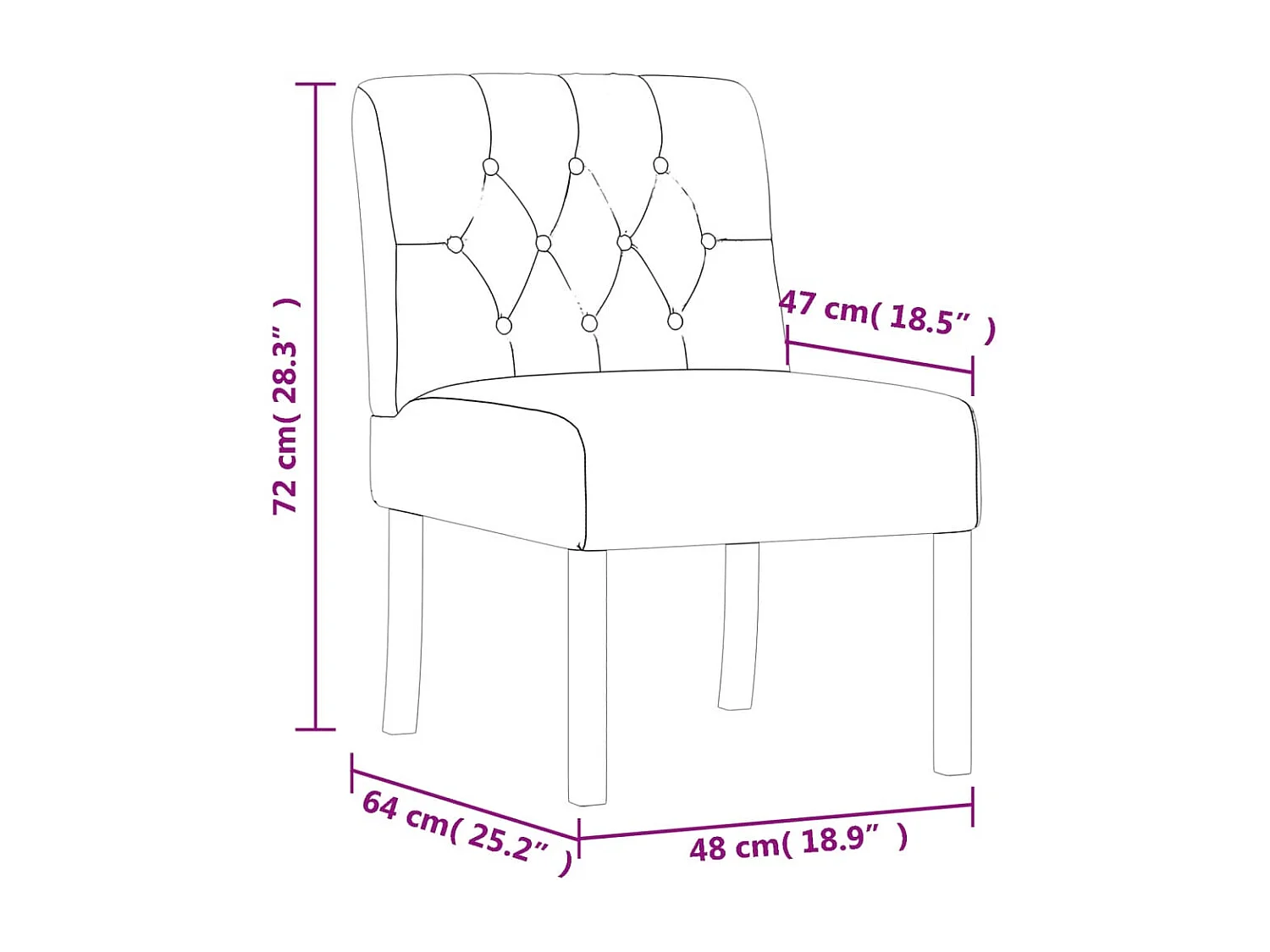 Fauteuil sans accoudoirs lin design de boutons