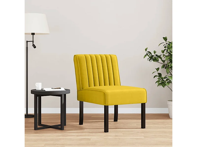 Fauteuil sans accoudoirs jaune velours