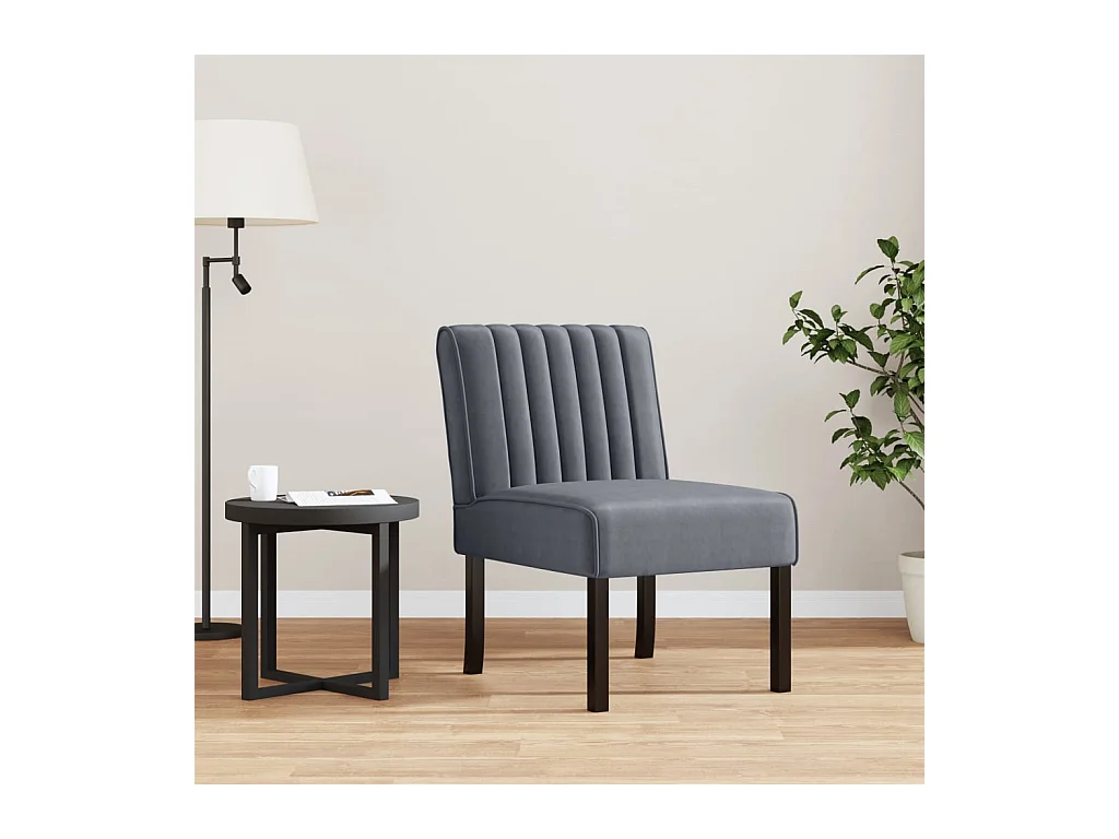 Fauteuil sans accoudoirs gris foncé velours