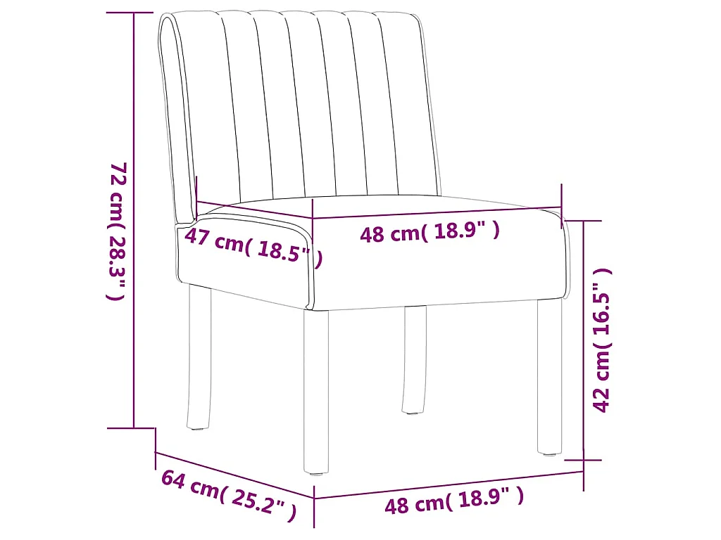 Fauteuil sans accoudoirs gris foncé velours