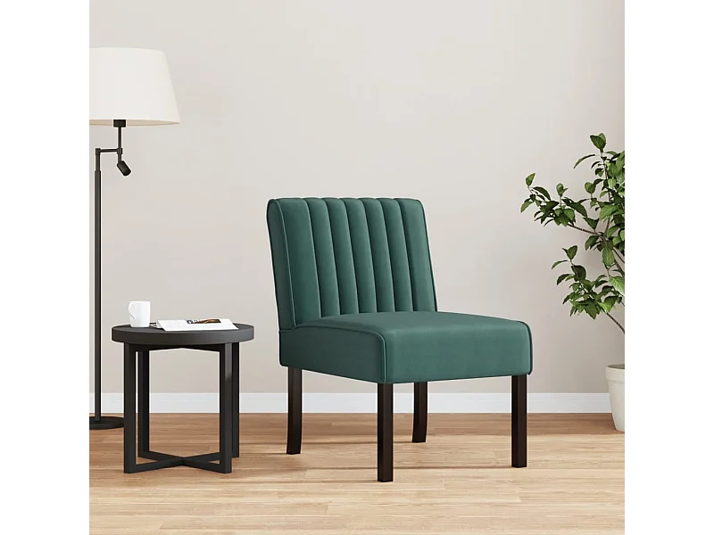 Fauteuil sans accoudoirs vert foncé velours