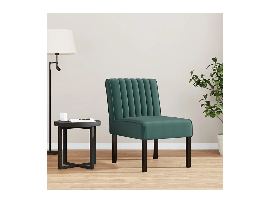 Fauteuil sans accoudoirs vert foncé velours